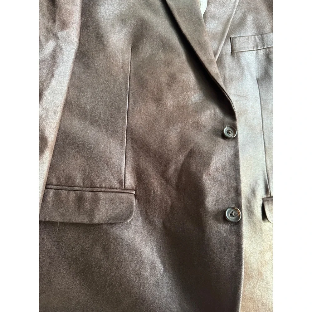 Lauren Ralph Lauren Brown Faux Leather Blazer Men's 46R XL Sport Coat Casual